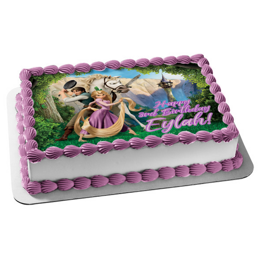 Disney Tangled Rapunzel Flynn Rider Maximus Ready to Fight Edible Cake Topper Image ABPID09149
