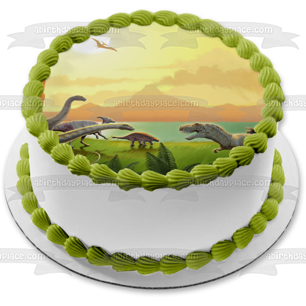 Dinosaurs Triceratops Tyrannosaurus Rex Edible Cake Topper Image ABPID09156