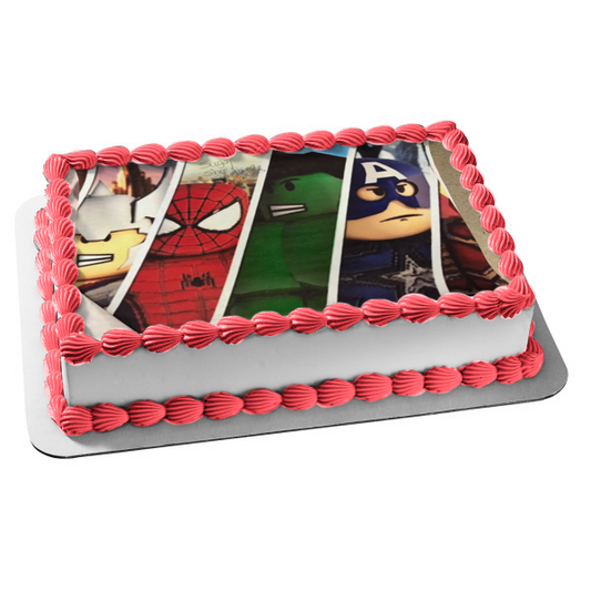 Imagen de decoración comestible para tarta de Los Vengadores, Thor, Spider-Man, Hulk, Capitán América, ABPID09613 