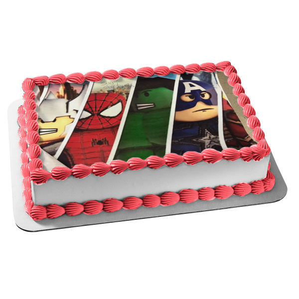 Avengers Cartoon Thor Spider-Man The Hulk Captain America Edible Cake Topper Image ABPID09613