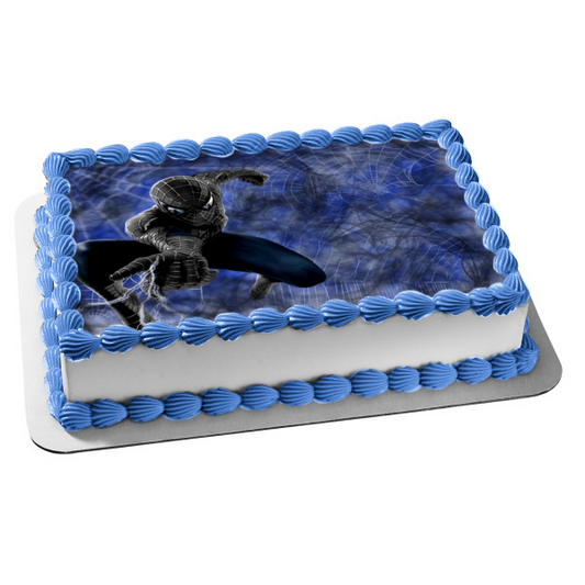 Spider-Man Marvel Comics Shooting Webs Spiderweb Background Edible Cake Topper Image ABPID09175