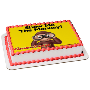 Curious George Binoculars Show Me the Monkey Edible Cake Topper Image ABPID09179