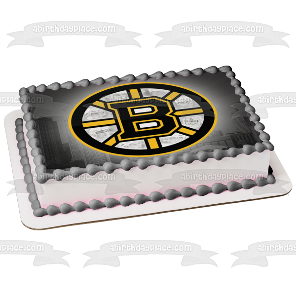 Boston Bruins Logo Professional Sports Ice Hockey Team Boston Massachusetts Atlantic Division Eastern Conference National Hockey League NHL Edible Cake Topper Image ABPID09182