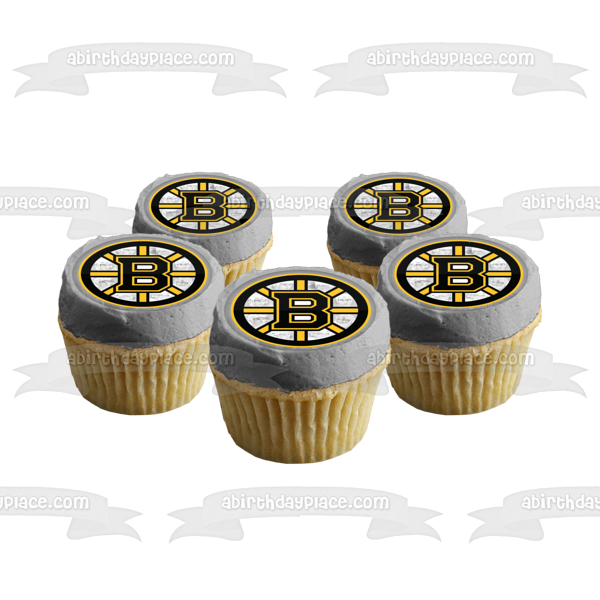 Boston Bruins Logo Professional Sports Ice Hockey Team Boston Massachusetts Atlantic Division Eastern Conference National Hockey League NHL Edible Cake Topper Image ABPID09182