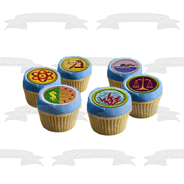 Boy Scouts Assorted Merit Badges Edible Cupcake Topper Images ABPID49763