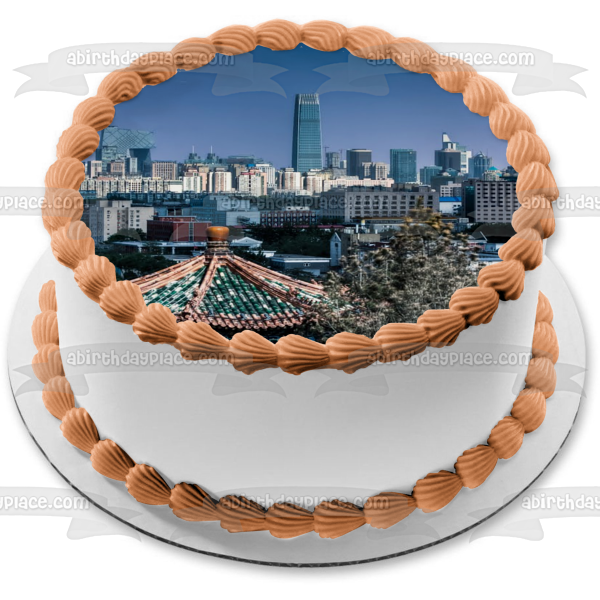 Beijing China Skyline Daytime Park Edible Cake Topper Image ABPID00128