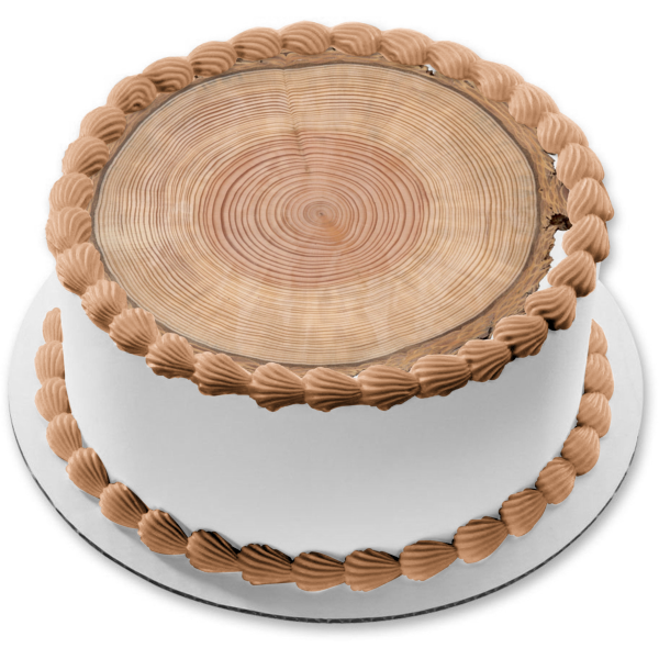 Wood Tree Ring Edible Cake Topper Image ABPID00173