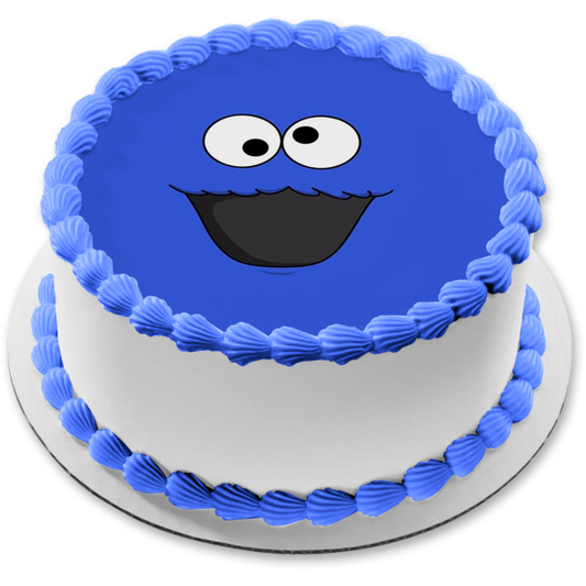 Sesame Street Cookie Monster Face Edible Cake Topper Image ABPID00283