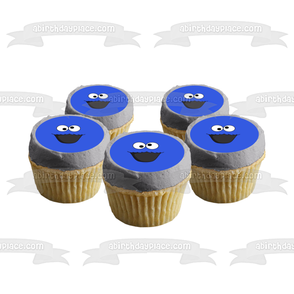 Sesame Street Cookie Monster Face Edible Cake Topper Image ABPID00283