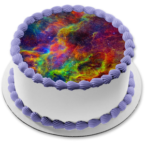 Outer Space Rainbow Nebula Edible Cake Topper Image ABPID00299