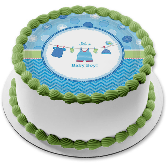 Es un bebé niño Baby Shower niño trajes sombreros calcetines estrellas adorno comestible para pastel imagen ABPID00313 