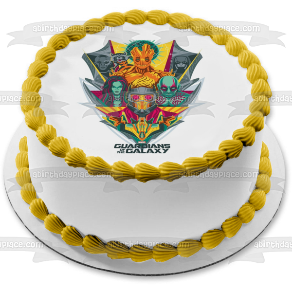 Guardians of the Galaxy Star-Lord Gamora Drax Groot Edible Cake Topper Image ABPID00422