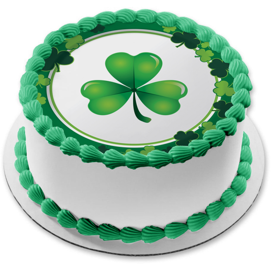 Shamrock Clover Irish Green Edible Cake Topper Image ABPID00512