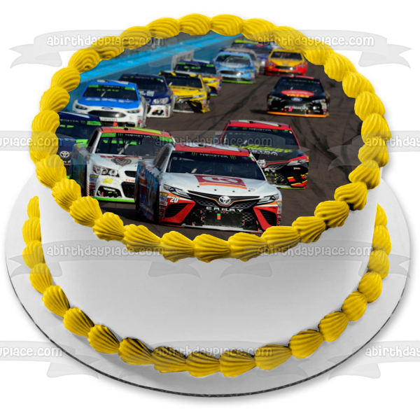 Nascar Racing Track Cars Edible Cake Topper Image ABPID00656