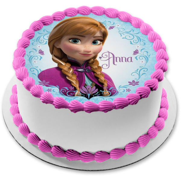 Disney Frozen Anna Braids and Flowers Edible Cake Topper Image ABPID00668
