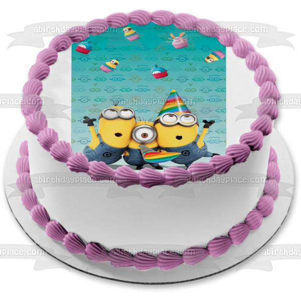 Minions Despicable Me Party Hats Edible Cake Topper Image ABPID00816