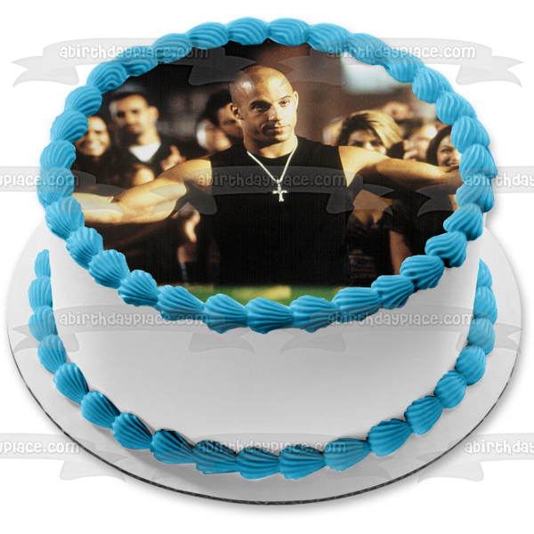 The Fast and the Furious Dominic Toretto Playing Poker Edible Cake Topper Image ABPID00847