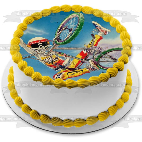 BMX Bike Rider Doing a Trick Edible Cake Topper Image ABPID00925