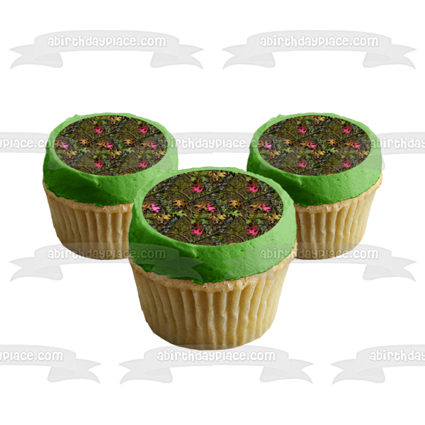 Camuflaje Camo Verde Rosa Hojas Árbol Mossy Comestible Cake Topper Imagen ABPID01068 