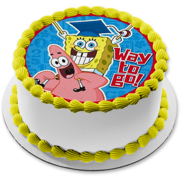 SpongeBob SquarePants Happy Graduation Way to Go Patrick Edible Cake Topper Image ABPID01116