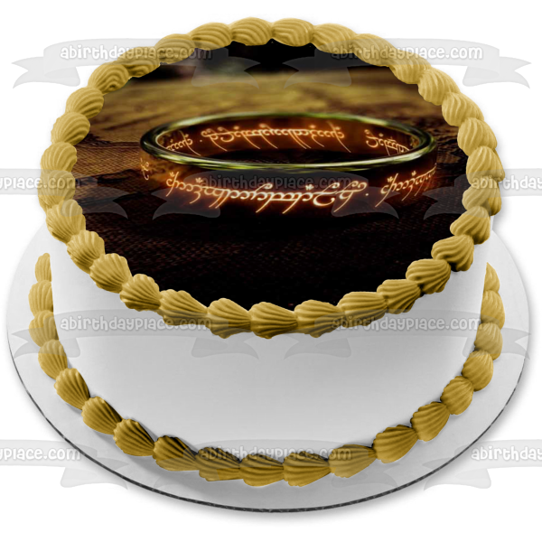 Lord of the Rings Elven Inscription Ring Edible Cake Topper Image ABPID01144
