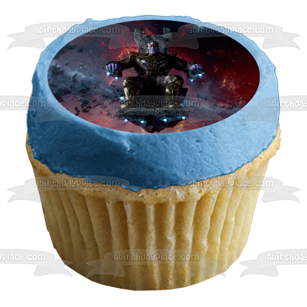 Guardians of the Galaxy Thanos Outer Space Background Edible Cake Topper Image ABPID01212