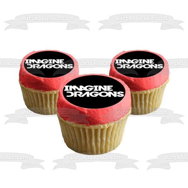 Imagine Dragons Logo Music In Black and White Edible Cake Topper Image ABPID01473