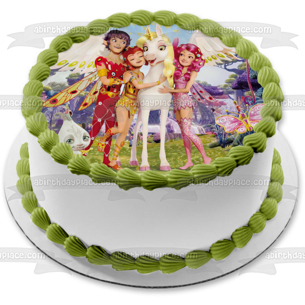Mia and Me Phuddle Onchao Mo Yuko and a Butterfly Edible Cake Topper Image ABPID01476
