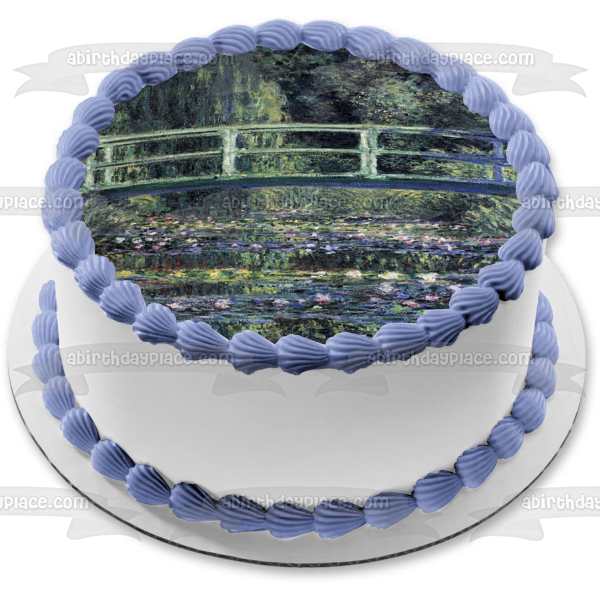 Claude Monet Waterlillies Painting Edible Cake Topper Image ABPID01483