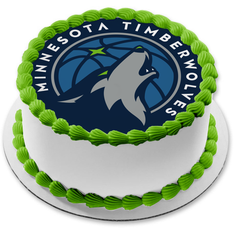 Minnesota Timberwolves Wolf Basketball Logo Edible Cake Topper Image ABPID01519