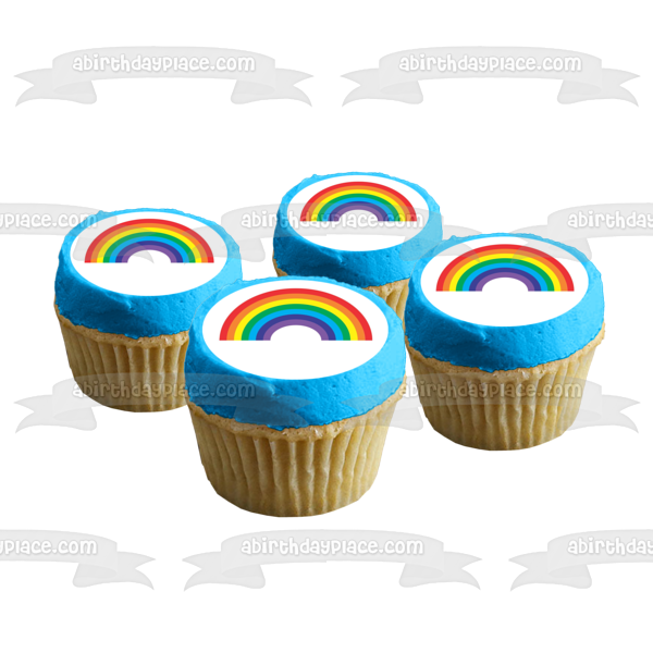 Cartoon Rainbow Bright Colorful Edible Cake Topper Image ABPID01628