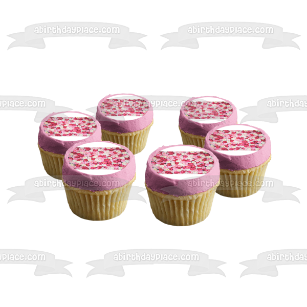 Roses Pattern White Pink and Red Edible Cake Topper Image ABPID01925