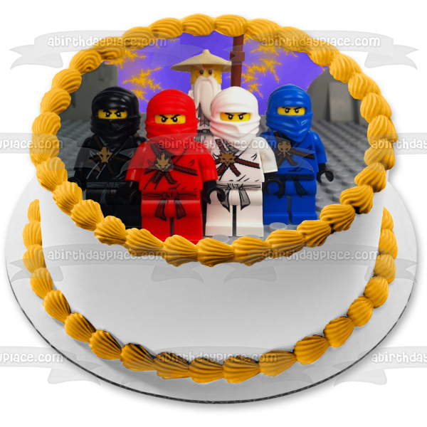 LEGO Ninjago Ninjas and Master Wu Edible Cake Topper Image ABPID03203