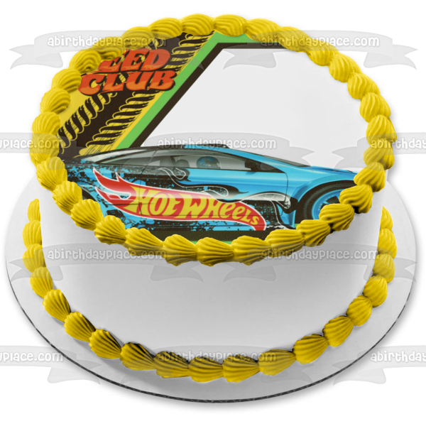 Hot Wheels Speed Club Blue Car and Your Personalized Photo Edible Cake Topper Image Frame ABPID03339