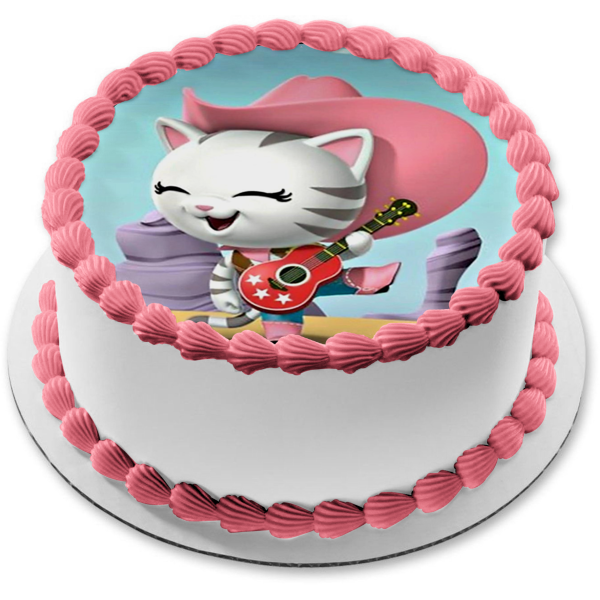 Sheriff Callie,S Wild West Guitar and Cowboy Hat Edible Cake Topper Image ABPID03419
