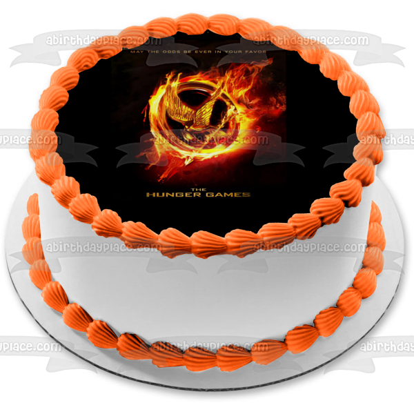 The Hunger Games Logo and Fire Edible Cake Topper Image ABPID03478