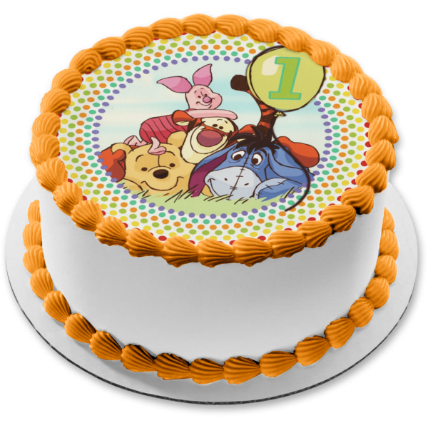 Winnie the Pooh 1st Birthday Tigger Pigley and Eeyore Edible Cake Topper Image ABPID03584