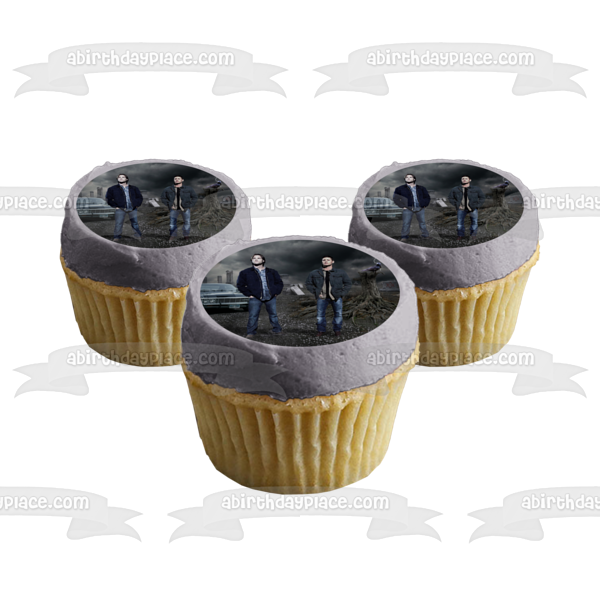 Supernatural Impala Dean Winchester and Sam Winchester Edible Cake Topper Image ABPID03771