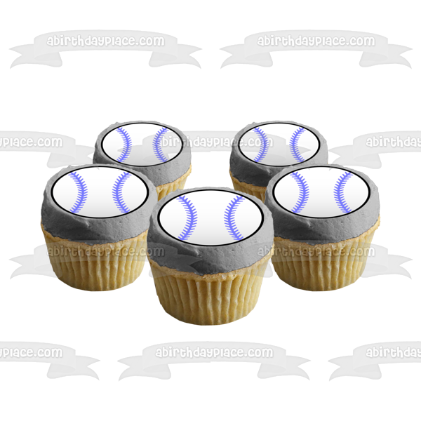 Baseball Blue Strips on a Black Background Edible Cake Topper Image ABPID03816
