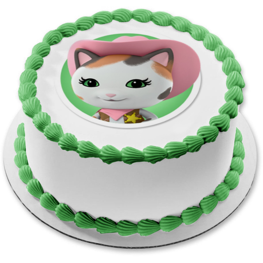 Sheriff Callie Cat Pink Cowboy Hat Edible Cake Topper Image ABPID04028