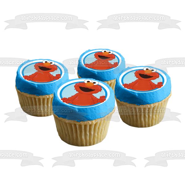 Sesame Street Elmo Blue Round Background Edible Cake Topper Image ABPID04110