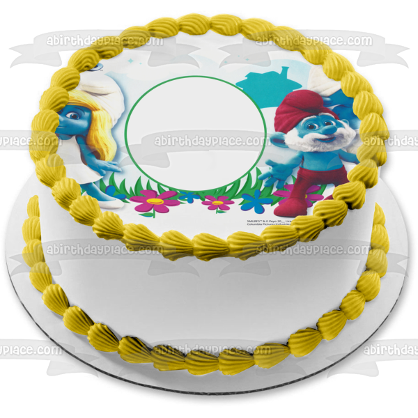 The Smurfs Smurfette Papa Smurf and Clumsy Edible Cake Topper Image Frame ABPID04268