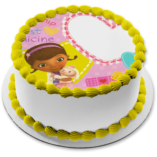 Doc McStuffins personaliza el marco de imagen comestible para decoración de tarta con Bandaid Heart y Lamby ABPID05021 