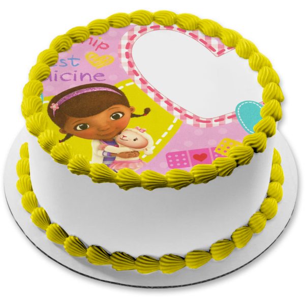Doc McStuffins Personalize Bandaid Heart and Lamby Edible Cake Topper Image Frame ABPID05021