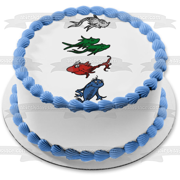 Dr. Seuss One Fish Two Fish Red Fish Blue Fish Edible Cake Topper Image ABPID05039
