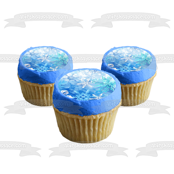 Snowflake Background Edible Cake Topper Image ABPID05103
