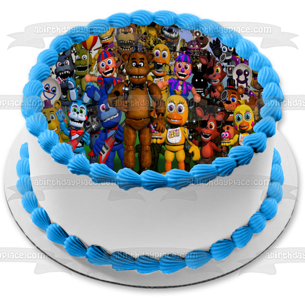Five Nights at Freddy's Freddy Fazbear Bonnie and Foxy Edible Cake Topper Image ABPID05506