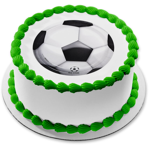 All Star Soccer Ball Edible Cake Topper Image ABPID05593