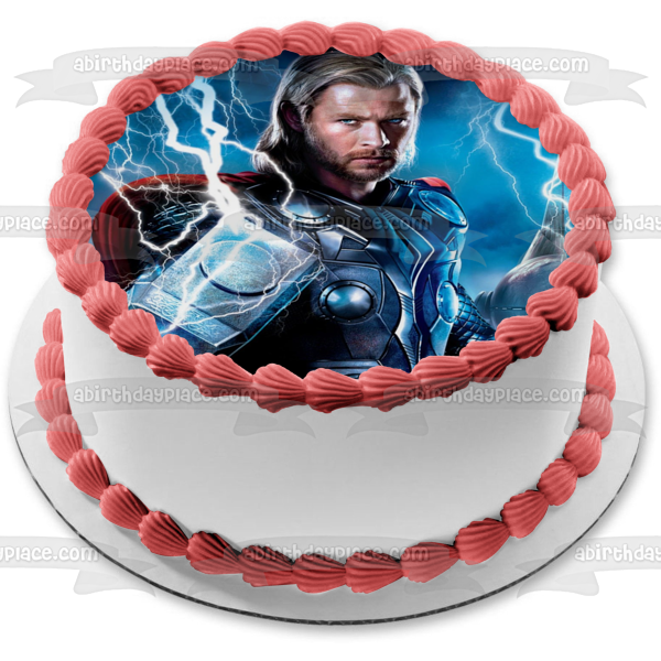 The Avengers Thor and Lightening Edible Cake Topper Image ABPID05650
