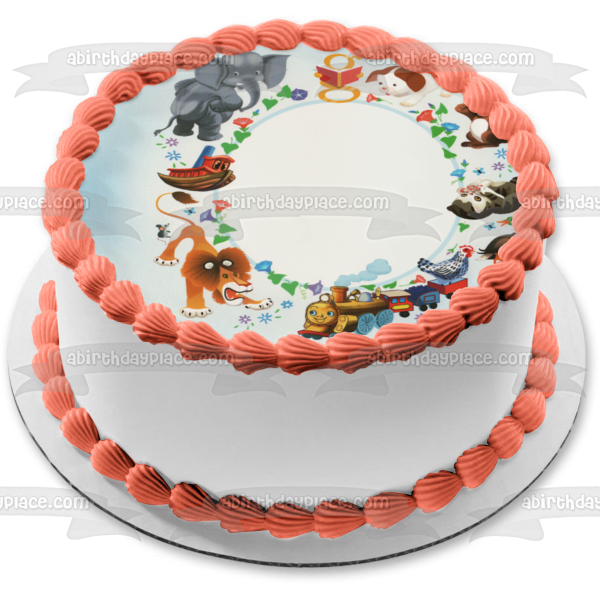 Little Golden Books Circle Frame the Poky Little Puppy and the Saggy Baggy Elephant Edible Cake Topper Image Frame ABPID05670